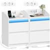 Hzuaneri Comodini set di 2,Luci a LED, Stazione di Ricarica e 2 Cassetti | Tavolino da Notte con Porte USB e Prese di Corrente, Ideale per Soggiorno e Camera da Letto, Bianco NS30103X