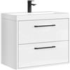 Badplaats B.V. Set mobili da Bagno Florence 01 60 cm - Grigio Scuro con Rovere Castagna - Mobile lavabo sospeso con Chiusura Ammortizzata