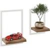 LAMO Manufaktur Mensole da muro Set 2pz 15/20cm | Mensole legno naturale, mensola per cucina, scaffale da parete sospeso | Colore: noce, Telaio: avorio
