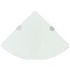 IBUQDDV Mensola angolare con supporti cromati in vetro bianco, 25 x 25 cm, mensola angolare da parete per cucina, bagno, soggiorno, accessori di montaggio, trofei, trofei, oggetti da collezione