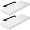 WOLTU Mensola da Muro, Set di 2, Scaffale Sospeso da Parete Libreria Piccola per Soggiorno Cameretta Porta CD DVD, Pannello MDF 90x22,9x3,8cm, Bianco, RG9481ws-2