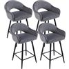 chairus 2 Pezzi Sgabello Bar Girevole in Velluto Sgabelli Alti da Cucina Poltrona Sgabelli Bancone con Gambe in Metallo (Grigio(Velluto)-4)
