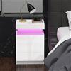 Chleby Moderno Comodino Lucido, Comodino Bianco con 3 Cassetti e Funzione di Ricarica per Camera da Letto e Soggiorno