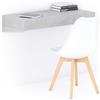 Mobili Fiver, Scrivania sospesa a muro Evolution 90x40, Grigio Cemento, Made in Italy