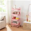 [en.casa] Carrello da Stoccaggio in Acciaio con 4 Contenitori Sovrapposti e Ruote Organizzatore Multiuso per Casa Ufficio Garage - Rosa