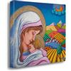Giallobus - Quadro - Stefano Calisti - Capezzale Moderno - Madonna con Bambino tra i Monti - Tela Canvas Telaio Premium Alto Spessore - 50x50 - Pronto da Appendere - Quadri Moderni per la casa