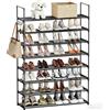 Orgahome Scarpiera 8 Ripiani, Scarpiera Salvaspazio in Metallo, per 32-40 Paia di Scarpe, Scaffale Salvaspazio Impilabile, Scarpiera Ingresso o da Esterno, Nera