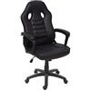 Mendler Poltrona Sedia Gaming Ufficio Girevole Regolabile HWC-F59 ergonomica Ecopelle - Nero