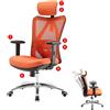 Mendler Poltrona Sedia Ufficio Girevole ergonomica HWC-J86 Tessuto Regolabile Senza poggiapiedi Arancione