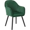 WOLTU 1Pz Sedia da Pranzo Poltroncina per Sala D'attesa Cucina Poltrona con Schienale Braccioli Tessuto in Velluto Gambe di Legno Verde Scuro