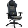 Dowinx - Sedia da gaming, sedia ergonomica da ufficio con funzione di massaggio e riscaldamento, cuscino a molle traspirante come su un divano, sedia PC regolabile con poggiapiedi, supporto per la