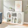 [en.casa] Consolle Rettangolare con 6 Scomparti da Frontali Geometrici Mobile Stretto per Esposizione e Stoccaggio 110 x 30 x 70 cm Bianco