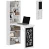 HOMCOM Scrivania con Libreria e Lavagna, Scrivania Salvaspazio con Piano Pieghevole in Legno di Pino, Tavolo da Lavoro con Ripiani Regolabili, per Cameretta, Studio, Ufficio, 98x51x153 cm, Bianco