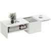 HOMCOM Tavolino da Caffè con Piano Scorrevole 110x52x36 cm Bianco | Spazio Portaoggetti Aperto e a Scomparsa, Design Moderno, Tavolino da Salotto Moderno in Legno, Soggiorno, Ufficio