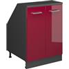 Vicco Mobile cucina sottotetto R-Line, Rosso lucido, 60 cm con 2 porte, carcassa 60 cm profondità, per la libera combinazione all'interno di sistemi cucina modulari