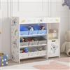 [en.casa] Scaffale per Cameretta con 9 Scatole Pieghevoli Porta Giocattoli Scomparto Chiuso con Anta e Ripiano Mobile Contenitore a Misura di Bimbi - Design Koala - Grigio/Blu