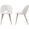 [en.casa] Set di 2 Sedie da Sala Pranzo Poltroncine per Salotto Cucina Coppia di Sedie Imbottite con Rivestimento in Tessuto 77 x 50 x 55 cm - Beige