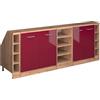 Vicco Mobile cucina sottotetto R-Line, Rosso lucido, 210 cm Set di 5 carcasse armadio profondità 60 cm, adatto per pareti inclinate e montaggio cucina variabile