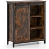 RELAX4LIFE Credenza a Buffet con Anta Scorrevole, Mobile da Cucina con 4 Ripiani Regolabili, Kit Anti-ribaltamento, Mobile Bar in Stile Rustico per Soggiorno, Sala da Pranzo e Ingresso