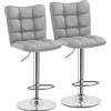 Yaheetech 2 Sgabelli Bar Alti Regolabili in Similpelle Moderno Grigio Chiaro