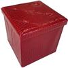 Generico Cassapanca Contenitore Pouf Panca Poggiapiedi Similpelle Pelle Finta Coccodrillo 38x38x38 cm Bordeaux