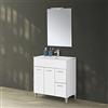 Inbagno Mobile Bagno a Terra 80 cm Due Ante e Due cassetti Bianco Lucido Specchio Reversibile 62x78 cm con Lampada a LED 30 cm