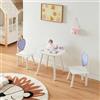 [en.casa] Set Mobili per Cameretta Tavolo e 2 Sedie per Bambini con Schienali a Forma di Cuore Arredo a Misura di Bimbi - Bianco/Viola