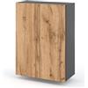 MRBLS_HOME MRBLS Armadietto da Bagno Grigio Opaco-Wotan - Armadio da Appendere a Parete - 60 x 80 x 30 cm (L x A x P)