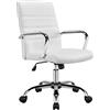 Soberine Sedia da Ufficio Ergonomica Girevole Reclinabile Altezza Regolabile Poltrona Ufficio Imbottita Stile Moderno con Rotelle Bianco
