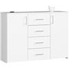AKORD Cassettiera K45 con 4 cassetti e 2 ripiani con Ante | Mobiletti Ingresso Bagno | Armadio Cameretta | Comodino | B110 x H80 x P35 cm, peso 43 kg Bianco/Bianco