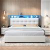 KeepGoon Letto imbottito 160 x 200 cm, testiera con illuminazione a LED, ricarica wireless, letto matrimoniale con contenitore, rete a doghe, spazio per il comodino, schienale in velluto