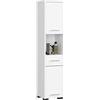AKORD | Mobile Alto da Bagno | 30x140x30 cm, peso 25 kg | 2 Ripiani con Ante | 1 Cassetto, Scomparto aperto | Adatto Anche come Pensile | Moderna Mobiletto | Armadio a muro | Bianco