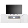 AVANTI TRENDSTORE - Caravaggio - Mobile TV in legno laminato nel colore bianco lucido/quercia vichinga, 2 ante a battente, 1 vano aperto e 1 cassetto. Dimensioni LAP ca. 180x52x44cm