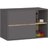 AKORD Mobile Bagno Sospeso con Lavabo - Mobile Lavabo Bagno 90 cm, 2 Cassetti - Moderno, Versatile - Per Montaggio a Parete - Vani Aperti - 90x60x45,5 cm - Grigio Grafite & Rovere Artisan