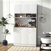 RELAX4LIFE Mobile Dispensa da Cucina, Armadio di Stoccaggio Alto 181 cm con 6 Ante, Cassetto Estraibile, Ripiani Regolabili a 3 Livelli, Prese Elettriche, Porte USB, Kit Antiribaltamento (BIANCO)
