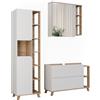 Vicco Set di mobili da bagno Karen, Sonoma/Bianco, 100 cm, composto da mobile sottolavabo, specchiera e colonna alta