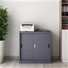 [en.casa] Armadietto da Ufficio 90 x 40 x 90 cm Armadio per Archivio Mobile in Acciaio con Serratura 2 Ante Scorrevoli e Ripiano Regolabile - Grigio Scuro