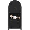 Azkoeesy Libreria, Armadio e Credenza con 3 Cassetti, Design ad Archi 180x70x35 cm, Maniglie Dorate, Adatto per Cucina, Sala da Pranzo e Camera da Letto, nero