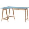 RAGABA Luka - Scrivania angolare con forma a L, scrivania ad angolo, tavolo da lavoro, tavolo da lavoro, tavolo per computer, 135 cm + 85 cm, lato sinistro, in legno massello di frassino, colore: blu
