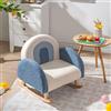 RELAX4LIFE Poltrona per Bambini 2-8 Anni, con 1 Cuscino Comodo, Gambe in Legno di Faggio, Imbottita in Spugna, Aspetto Carino, Carico Massimo 75 kg (BLU E BIANCO)