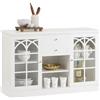 SoBuy Credenza Cucina con Ante in Vetro e 2 Cassetti, Mobile Cucina con Ampio Piano d'Appoggio e Ampio Spazio Contenitivo, per Sala da Pranzo, Soggiorno e Angolo Caffè, Bianco 120 x 39 x 78 cm FSB79-W