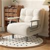 Fabulcozy Divano Letto Poltrona Convertibile 1 Posto, Grande Comfort Smontabile Con Cuscino, Braccioli in Metallo(Bianco)