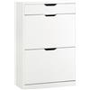 SoBuy Scarpiera Salvaspazio Slim con Cassetto, Scarpiera Bianca, Moderna e Pratica, Facile da Montare, Ideale per Spazi Ridotti - Bianco, 60x30x90 cm - Modello FSR180-W