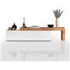 WHOUS Mobile Porta TV CHRONOS per Soggiorno con 1 Anta a Ribalta, Mobile Tv Regolabile per Salotto in Legno, 190/350x40x51 cm, Bianco Lucido e Rovere