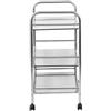 LANTUS Carrello Multiuso Patira in Metallo Cromato 3 Ripiani, con Ruote Carrello da Cucina a 3 Ripiani, in Acciaio Inox,Carrello da Pranzo in Acciaio Inossidabile a Tre Strati in Acciaio Inossidabile
