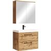 Badplaats B.V. Badplaats Etna - Set completo di mobili da bagno in rovere 60 x 35 cm, con lavabo e armadio a specchio