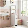 [en.casa] Scaffale da Bagno a 3 Ripiani Aperti Cassetto e Scomparto Chiuso Estraibile Mobile Contenitore Stretto con Vani Porta Oggetti per Cucina Cameretta 113 x 19 x 45 cm - Bianco