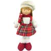 KAELA Bambolina Natalizia Alzata con Vestitino Tartan 32cm, con Bellissime Treccine Chiuse con Un Fiocchetto Rosso, per Decorazioni Natale sotto Albero, Arredo Casa E Locali