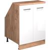 Vicco Mobile cucina sottotetto R-Line, Bianco lucido, 60 cm con 2 porte, carcassa 60 cm profondità, per la libera combinazione all'interno di sistemi cucina modulari