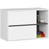 AKORD Mobile Bagno Sospeso con Lavabo - Mobile Lavabo Bagno 90 cm, 2 Cassetti - Moderno, Versatile - Per Montaggio a Parete - Vani Aperti - 90x60x45,5 cm - Bianco & Grigio Grafite